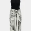 Stripes Print Patchwork Sleeveless Midi Dress>MICAS New