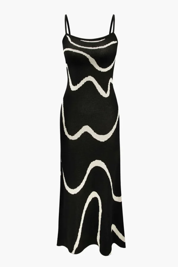 Swirl Stripe Knit Cami Midi Dress>MICAS Outlet