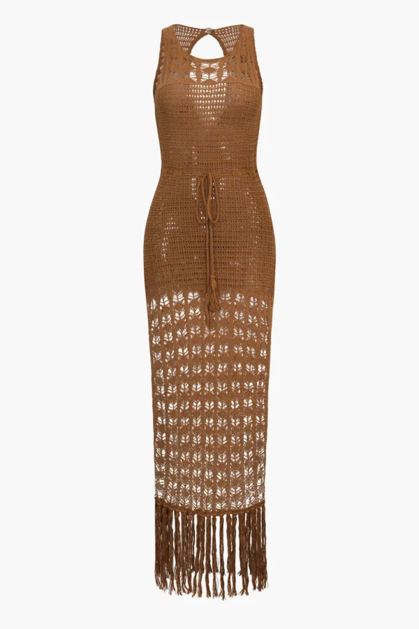 Tassel Hem Crochet Knit Cover Up Dress>MICAS Best