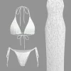 Textured Halter Neck Bikini And Open Knit Cover Up Set>MICAS Clearance