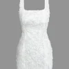 Textured Lace Up Tank Mini Dress>MICAS Hot