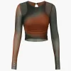 Tie Dye Sheer Mesh Long Sleeve Top>MICAS New