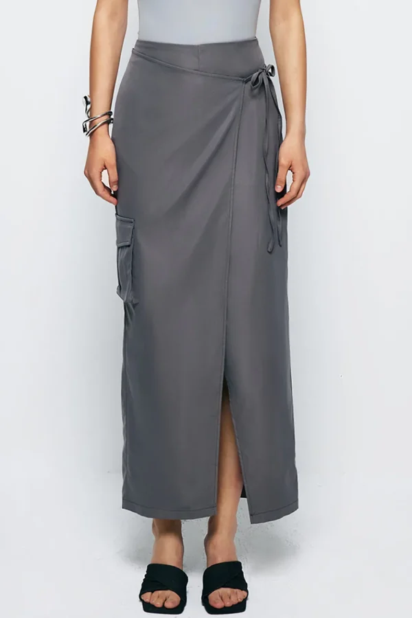 Tie Wrap Split Midi Skirt>MICAS Best