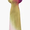Tie-Dye Satin Cap Sleeve Maxi Dress>MICAS Clearance