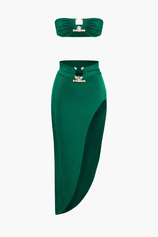 Tube Top And Asymmetric Slit Skirt Set>MICAS Clearance