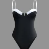 Tummy Control Contrast Knot Cut Out One-Piece Swimsuit>MICAS Best