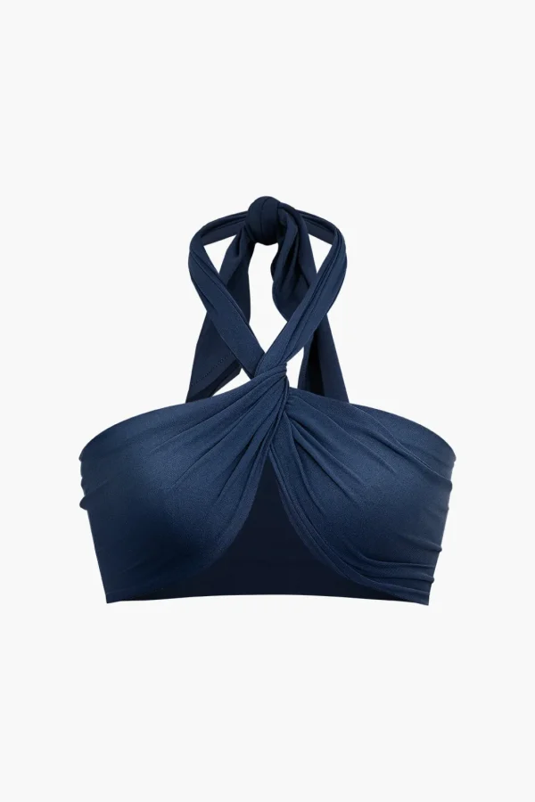 Twist Halter Knot Crop Tube Top>MICAS Hot