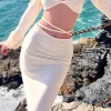 Twist Tie Halter Long Sleeve Bra Top And Maxi Skirt Set>MICAS Sale