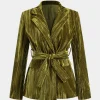 Velvet Tie-Up Pocket Long Sleeve Jacket>MICAS Outlet