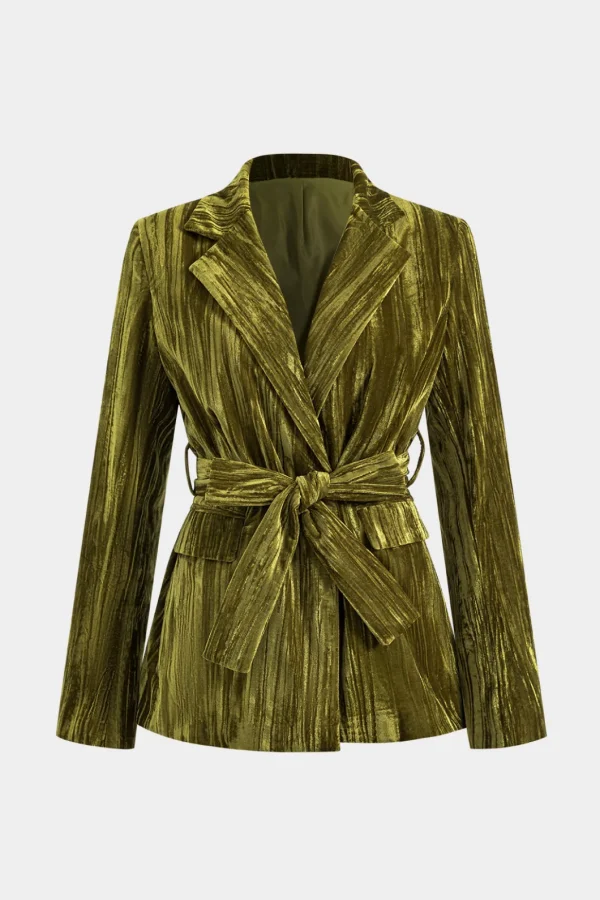 Velvet Tie-Up Pocket Long Sleeve Jacket>MICAS Outlet