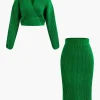 V-neck Long Sleeve Sweater And Skirt Set>MICAS Online