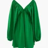 V-neck Puff Sleeve Mini Dress>MICAS Fashion