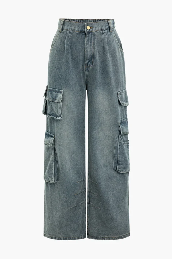 Washed Pocket Cargo Jeans>MICAS Hot