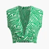 Zebra Print V-neck Sleeveless T-shirt>MICAS Online