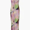 Abstract Cowl Neck Plisse Maxi Dress>MICAS Outlet