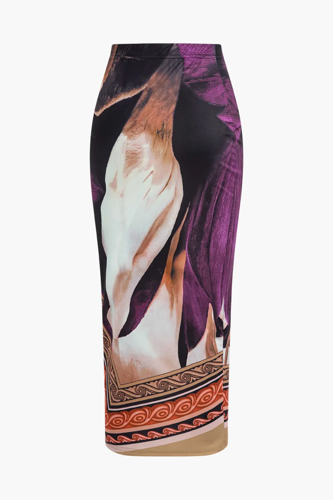 Abstract Floral Print Long Sleeve Top And Midi Skirt Set>MICAS Discount