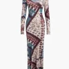 Abstract Patchwork Printed Long Sleeve Maxi Dress>MICAS Best