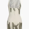 Abstract Print Backless Tie-Up Sleeveless Mini Dress>MICAS New