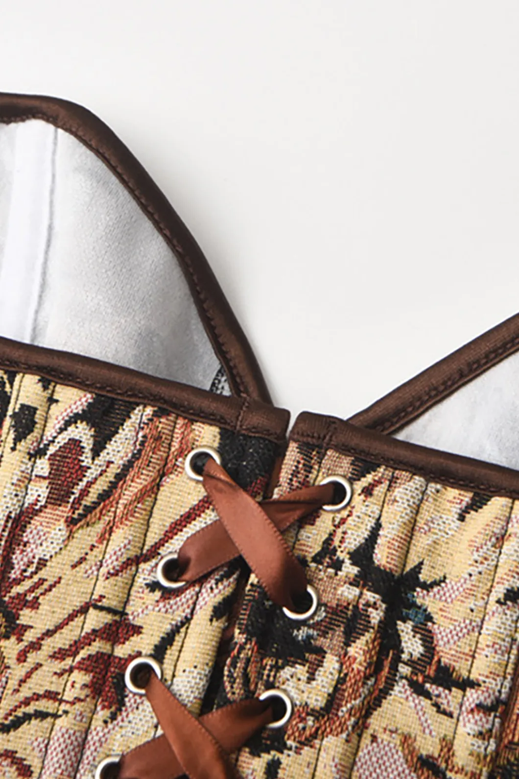 Abstract Print Braided Tie Corset Top>MICAS Outlet