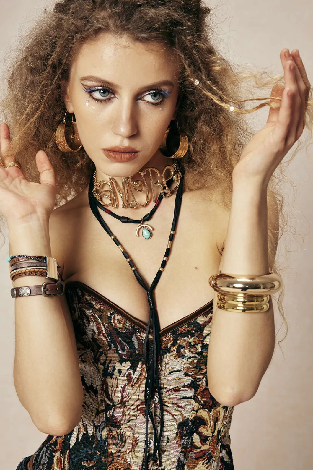 Abstract Print Braided Tie Corset Top>MICAS Outlet