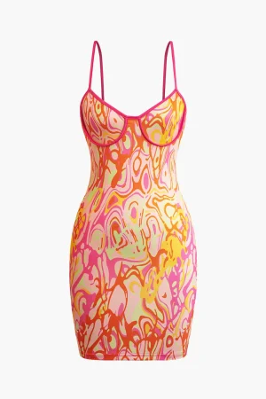 Abstract Print Cami Mini Dress>MICAS Fashion