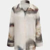 Abstract Print Chiffon Button Long-Sleeve Shirt>MICAS Hot