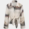 Abstract Print Chiffon Button Long-Sleeve Shirt>MICAS Hot