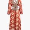 Abstract Print Cross Tie Backless Maxi Dress>MICAS Outlet