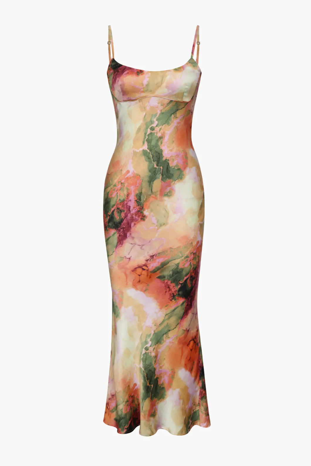 Abstract Print Fitted Midi Slip Dress>MICAS Clearance