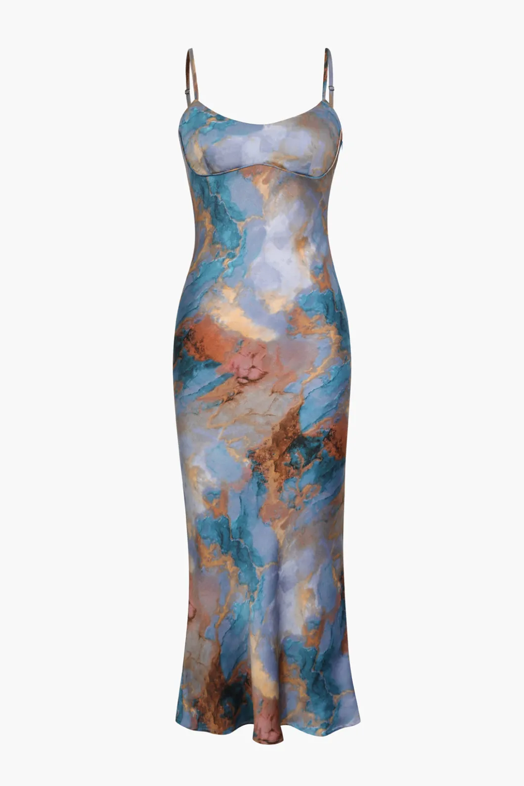 Abstract Print Fitted Midi Slip Dress>MICAS Clearance
