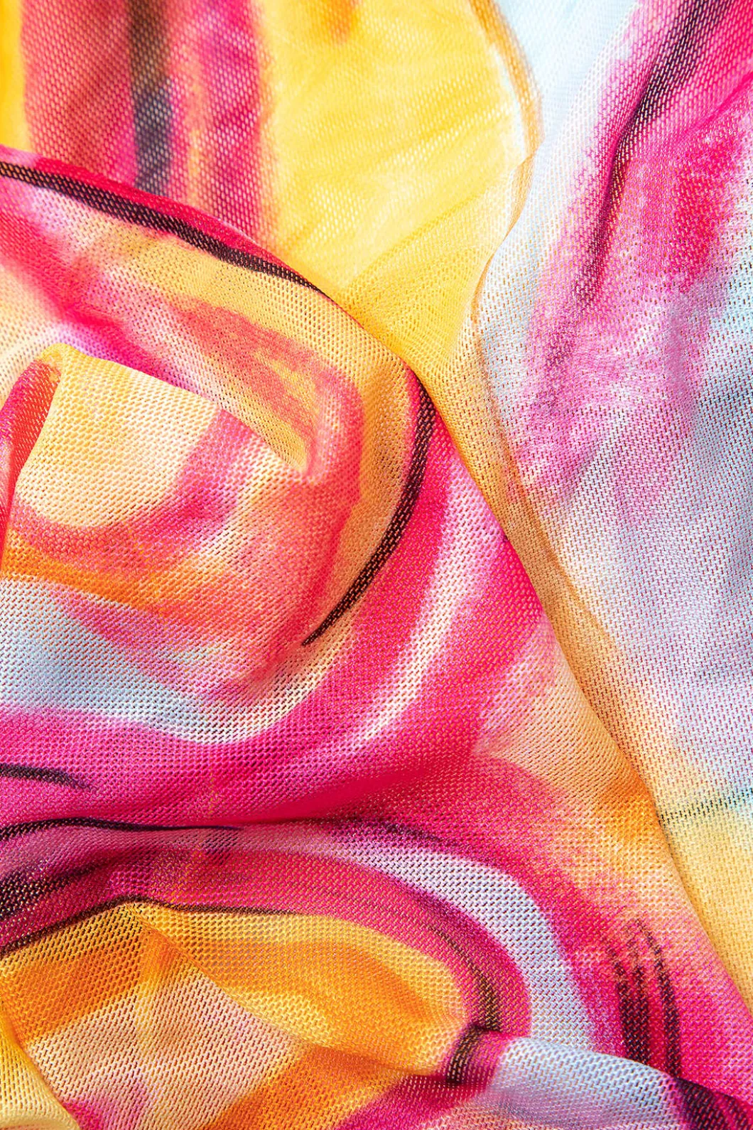 Abstract Print Halter Tummy Control One-piece Swimsuit And Knot Mini Sarong Skirt Set>MICAS Clearance