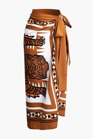 Abstract Print Knot Maxi Skirt>MICAS Online