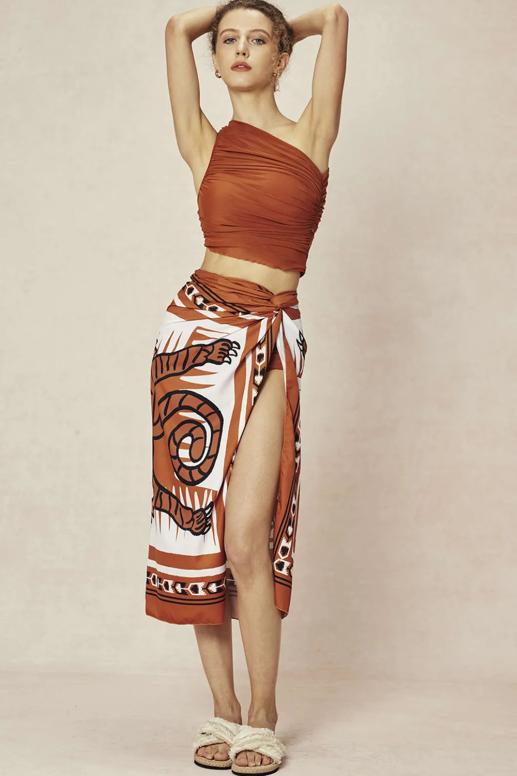 Abstract Print Knot Maxi Skirt>MICAS Online