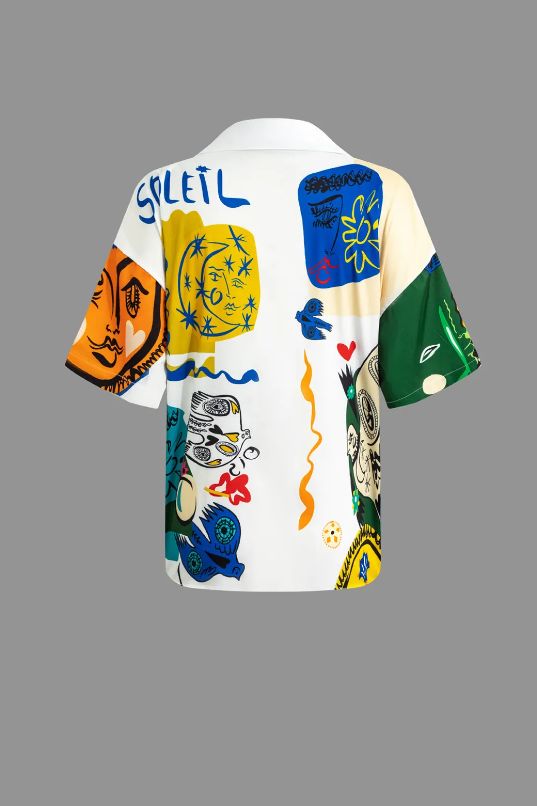 Abstract Print Knot-Front Shirt And Drawstring Shorts Set>MICAS New