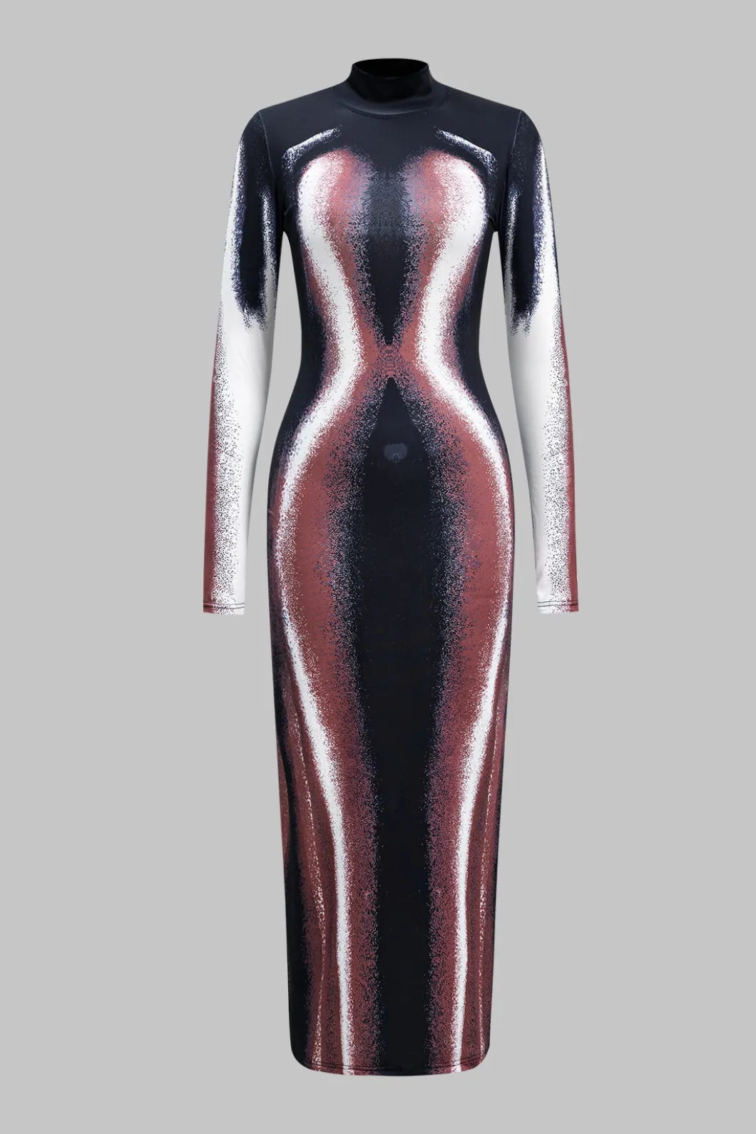 Abstract Print Long Sleeve Maxi Dress>MICAS Best