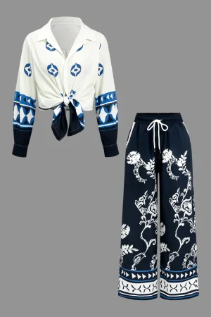 Abstract Print Long Sleeve Shirt And Trousers Set>MICAS Outlet