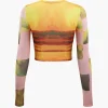 Abstract Print Long Sleeve Crop Top>MICAS Sale