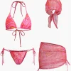 Abstract Print Mesh Four-Piece Swimsuit Set>MICAS Best