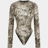 Abstract Print Mesh Round Neck Long Sleeve Bodysuit>MICAS Sale
