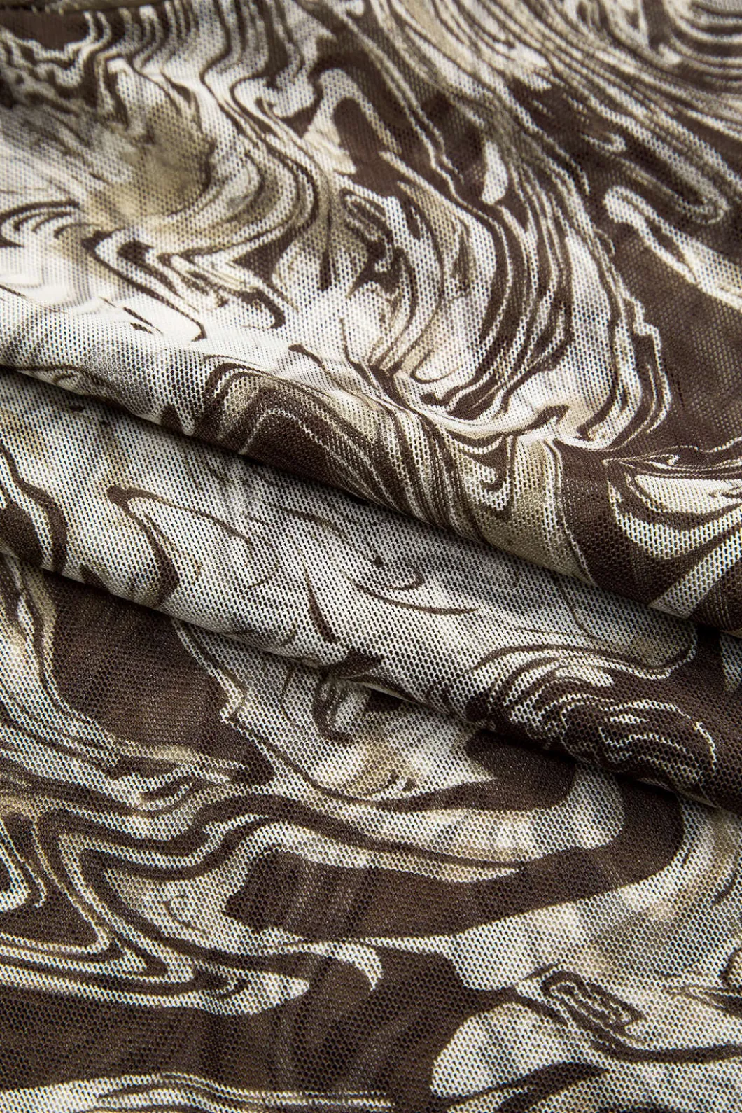 Abstract Print Mesh Round Neck Long Sleeve Bodysuit>MICAS Sale