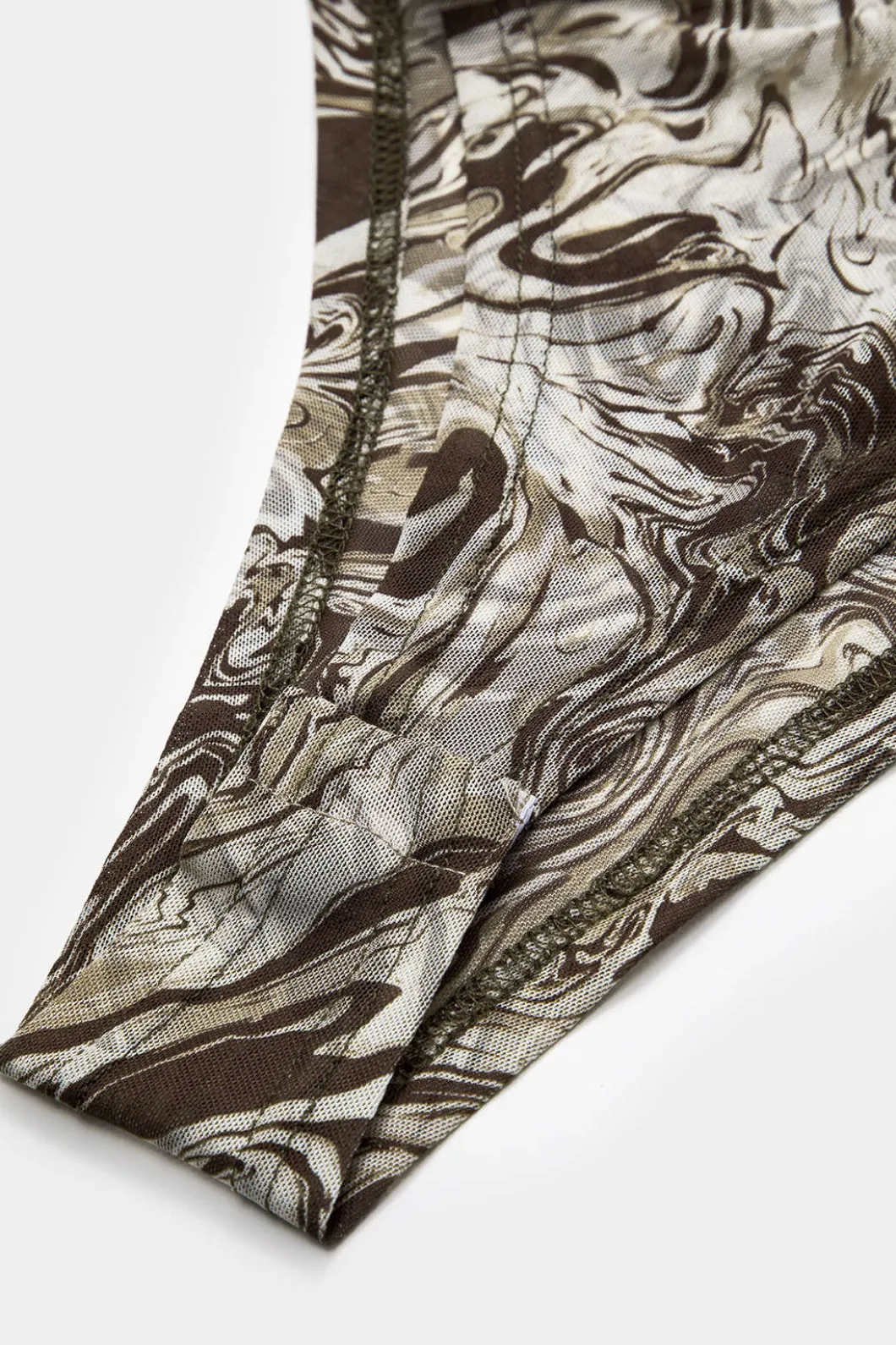 Abstract Print Mesh Round Neck Long Sleeve Bodysuit>MICAS Sale