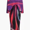 Abstract Print Pleated V-Neck Batwing Sleeve Maxi Dress>MICAS Clearance