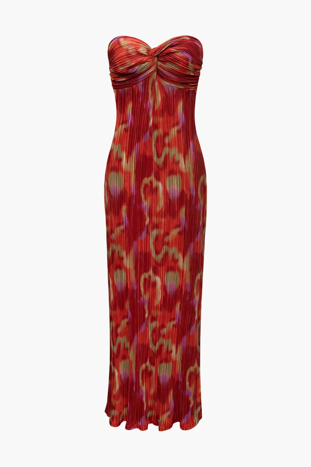 Abstract Print Plisse Strapless Maxi Dress>MICAS Discount