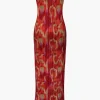 Abstract Print Plisse Strapless Maxi Dress>MICAS Discount