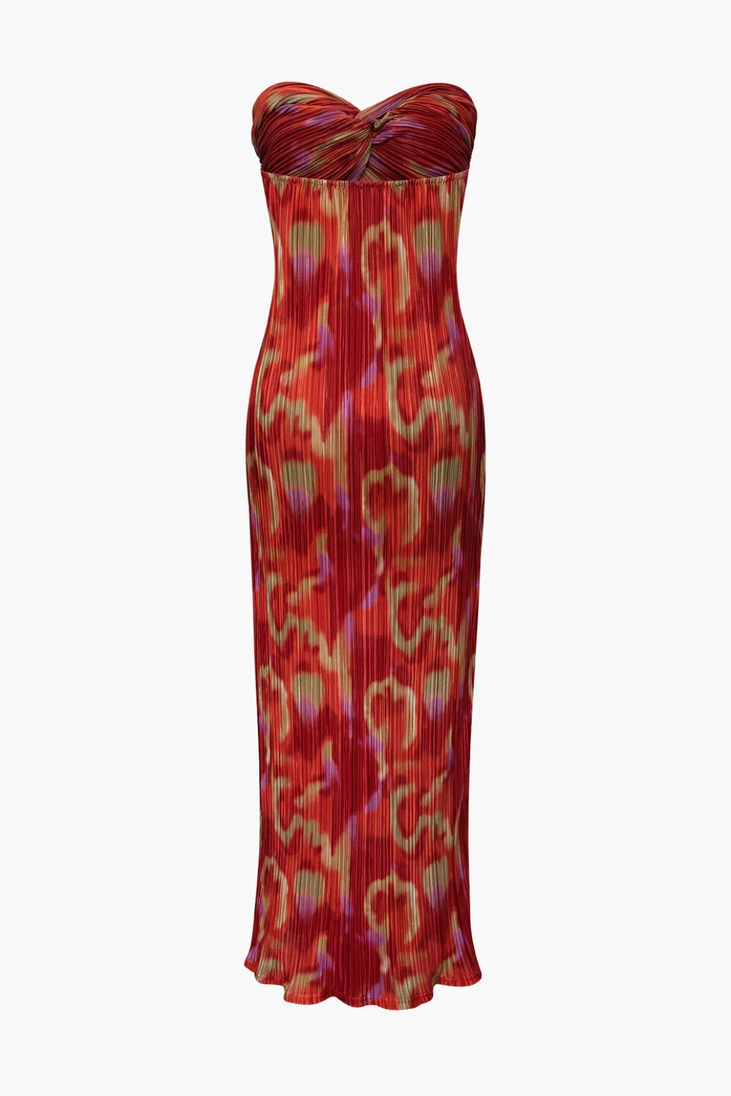 Abstract Print Plisse Strapless Maxi Dress>MICAS Discount
