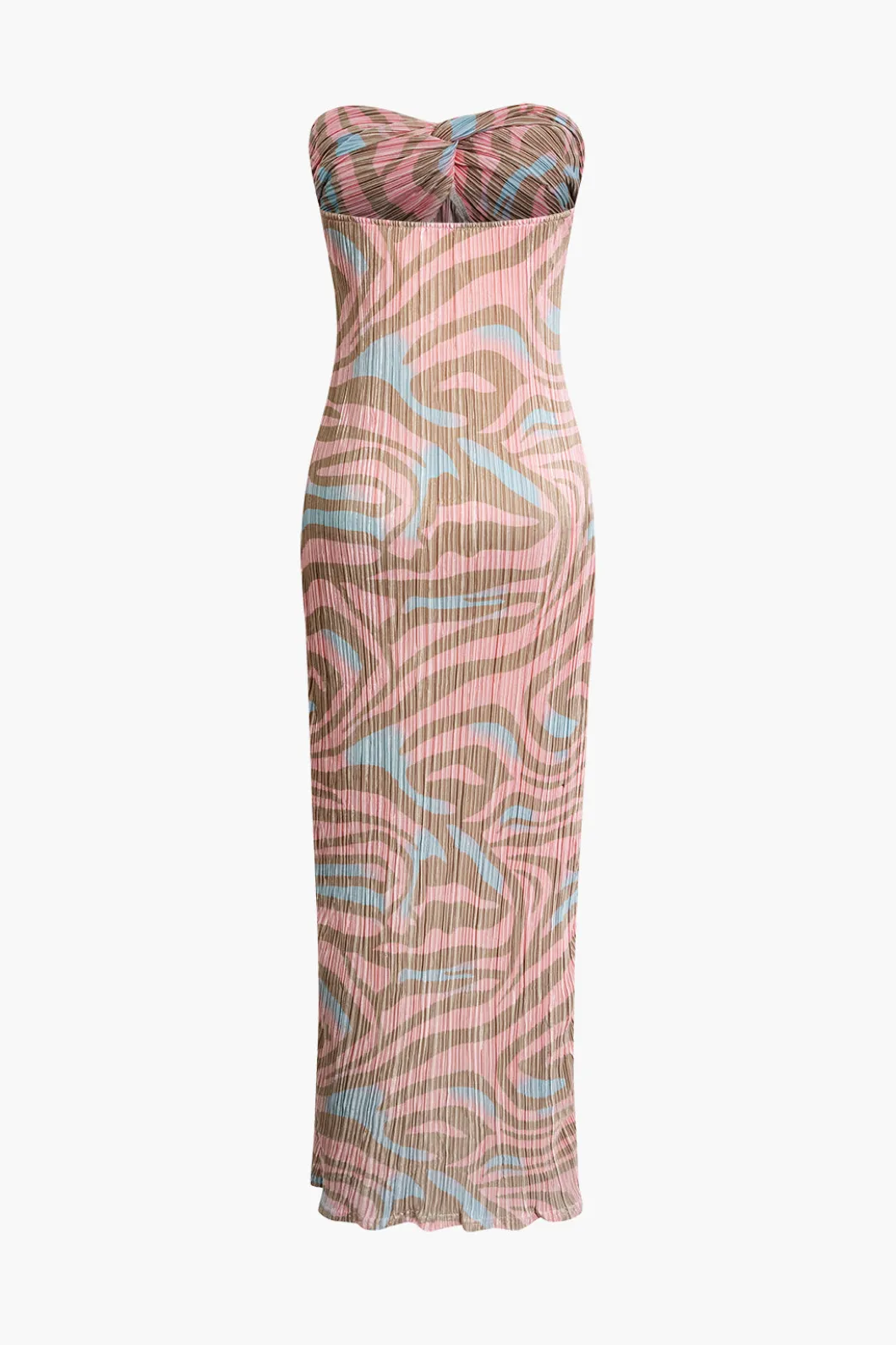 Abstract Print Plisse Strapless Maxi Dress>MICAS Discount