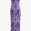 Abstract Print Plisse Strapless Maxi Dress>MICAS Discount
