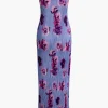 Abstract Print Plisse Strapless Maxi Dress>MICAS Discount