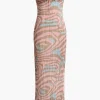 Abstract Print Plisse Strapless Maxi Dress>MICAS Discount