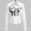 Abstract Print Print Button Long-Sleeve Shirt>MICAS New